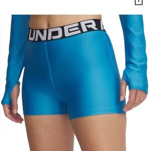 Under Armour Womens HeatGear 3" Shorty Shorts in Ether Blue/White New With Tags